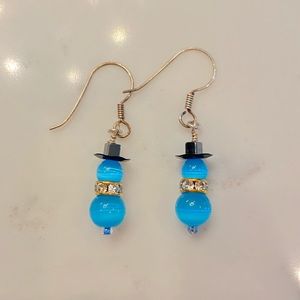 Handcrafted Snowman Earrings ☃️ Blue - Winter